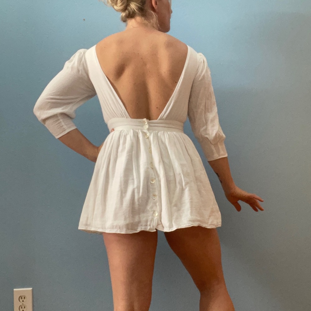 Free People White Backless Mini Dress
